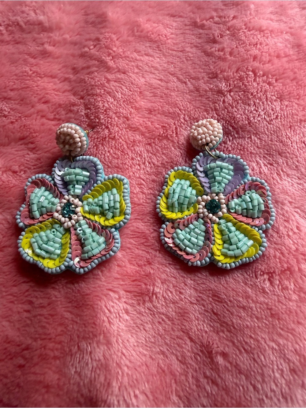 Handcrafted Multicolor Floral Beaded Drop Earrings - Women Accessories